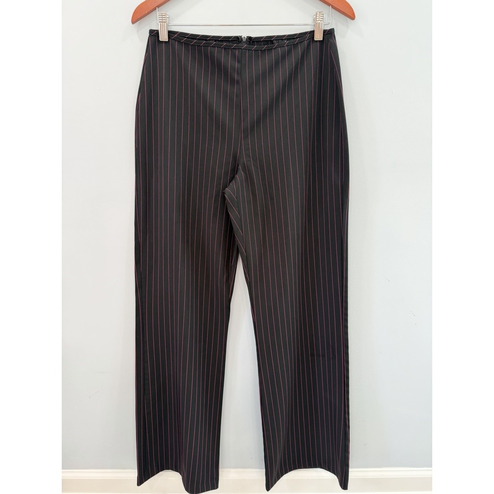 Vintage B. Smart Y2K Women's Black Pink Pinstripe Pants Size 11/12 Straight Leg - Picture 5 of 10